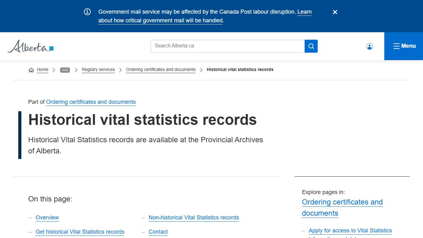 Historical vital statistics records Alberta.ca